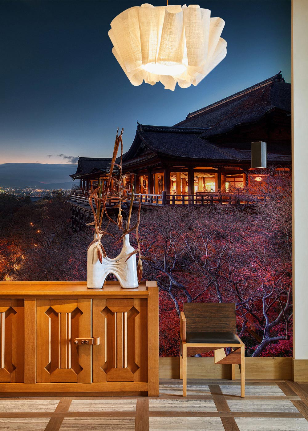 overlooking kyoto in distance wallpaper design art