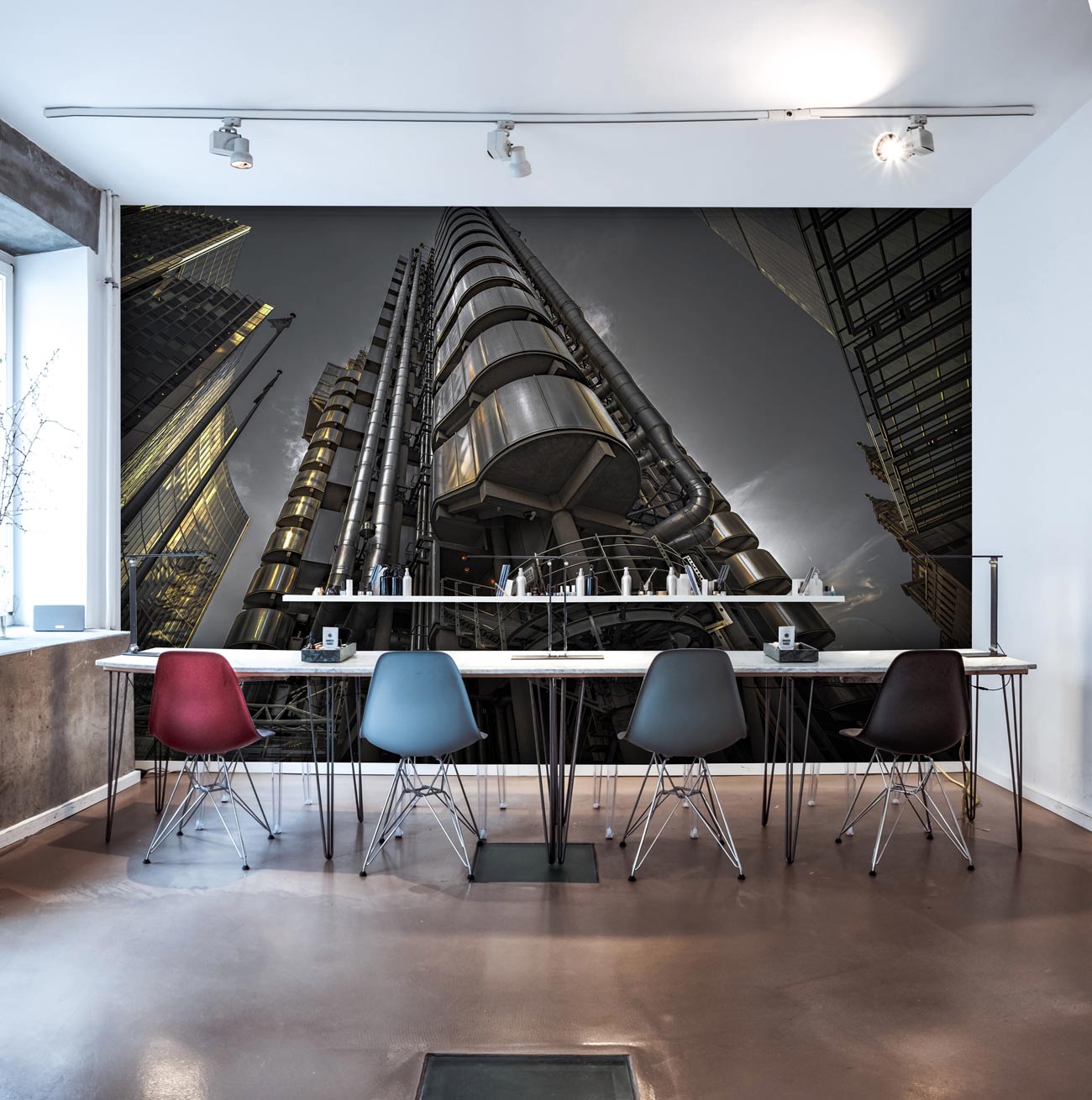 industrial buildings in London wallpaper design home office