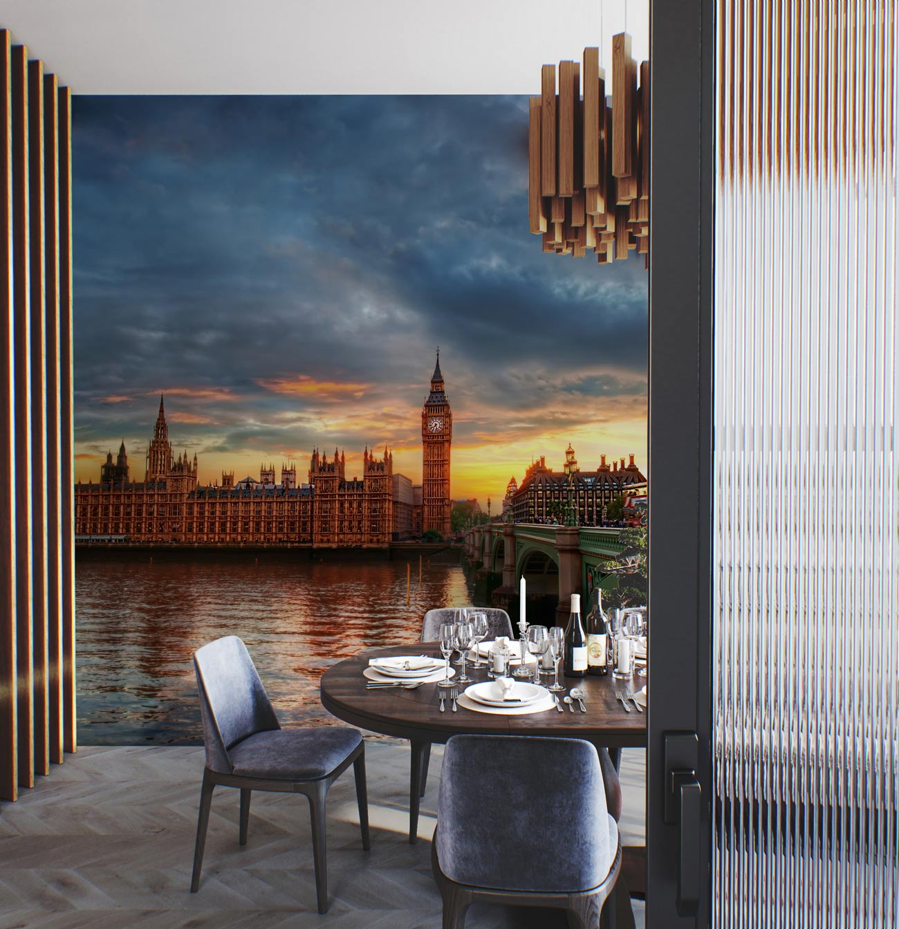 Palace of Westminster view wallpaper art design
