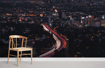 Urban Night Lights Cityscape Mural Wallpaper
