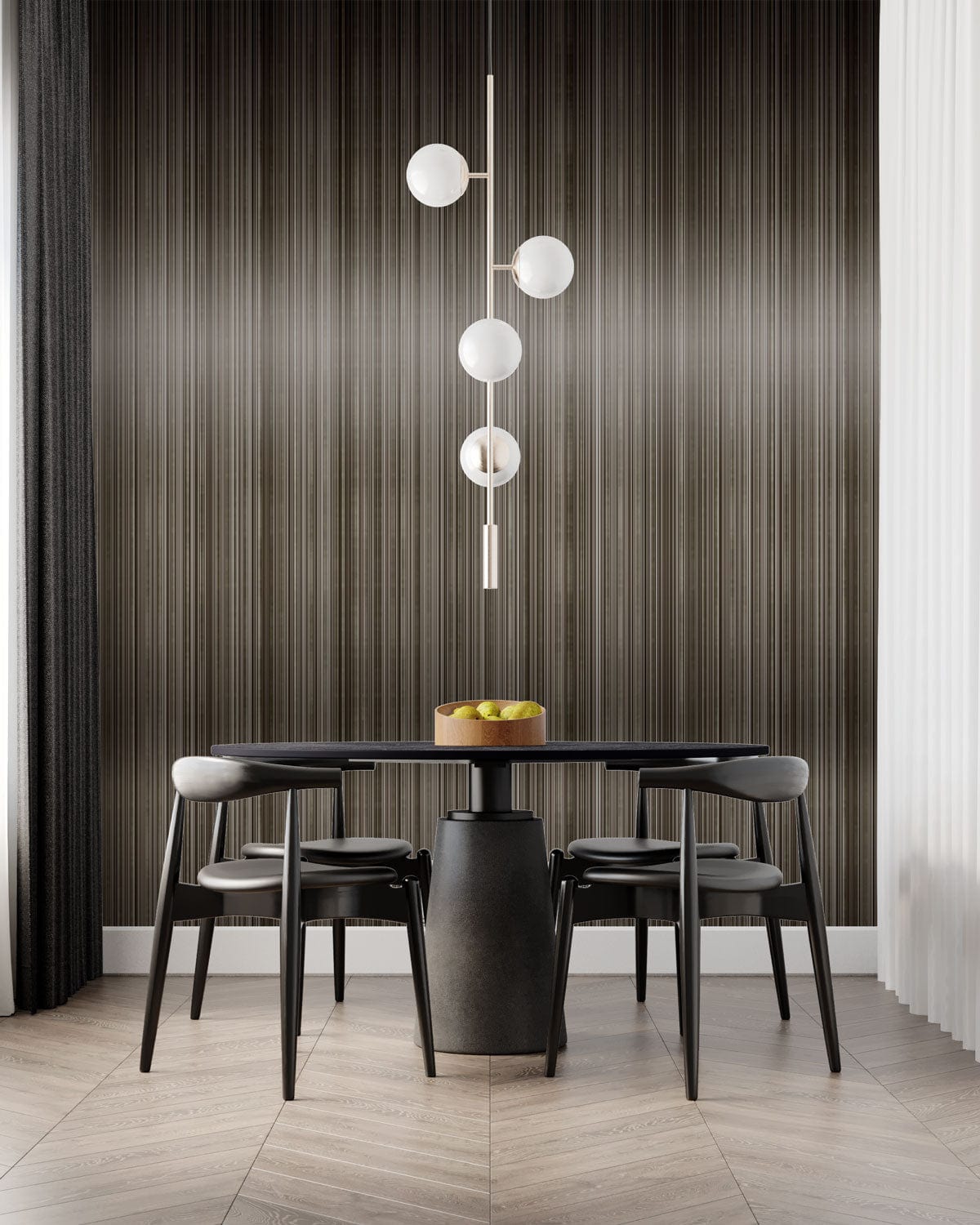 metal wires wall mural dining room decor