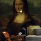 Wallpaper mural featuring the Mona Lisa, perfect for use as a living room decoration