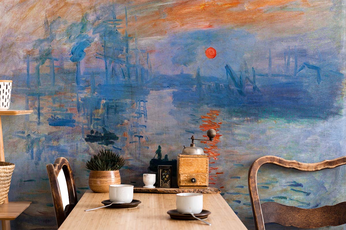 Monet's Sunrise Famous Oil Painting Wallpaper Art Design