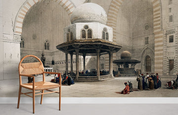 Vintage Oriental Architectural Scene Mural Wallpaper