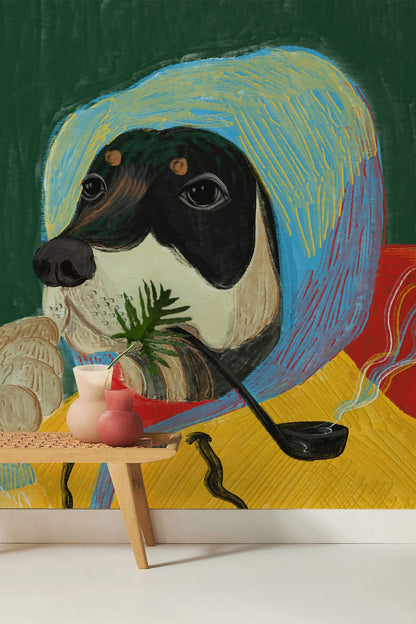 Mr Smoking Dog Wall Mural - Graffiti Artwork for a Hallway