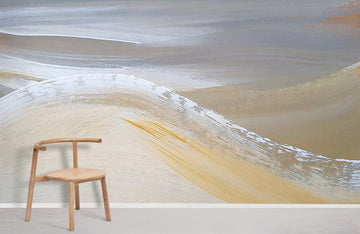 Abstract Beige Gold Brushstroke Mural Wallpaper
