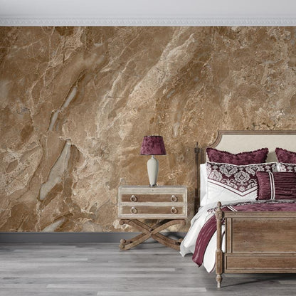 Luxurious Beige Marble Effect Wallpaper Mural in bedroom