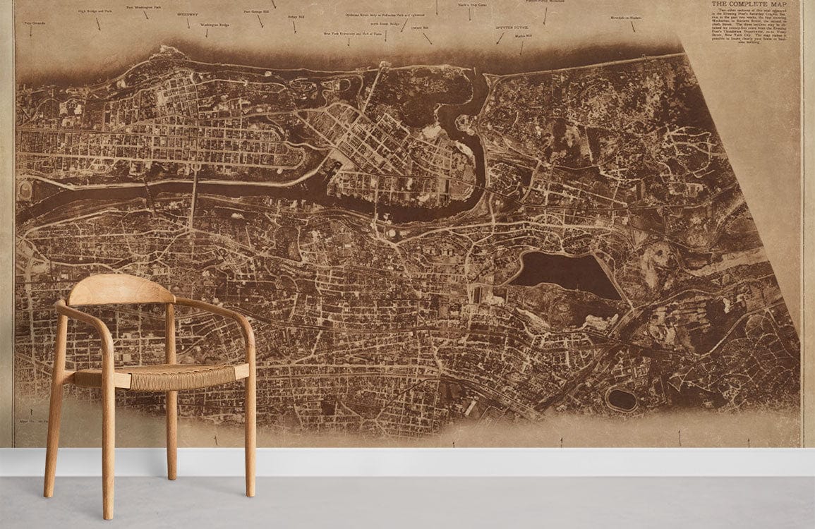 New York City Map Wall Mural For Room