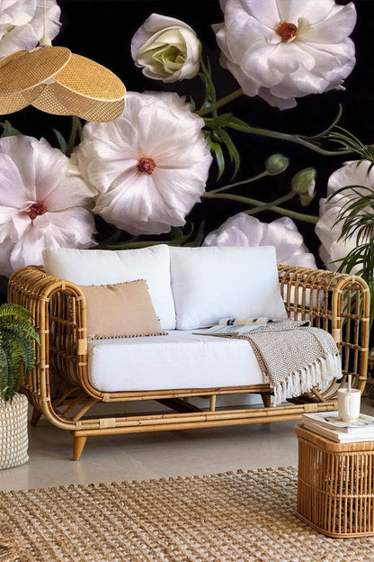 flower wall mural hallway decor design