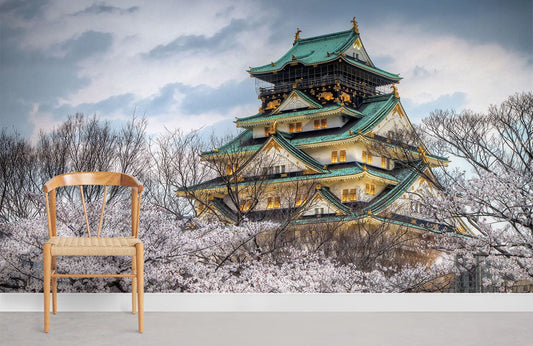 beautiufl osaka temple wallpaper for room