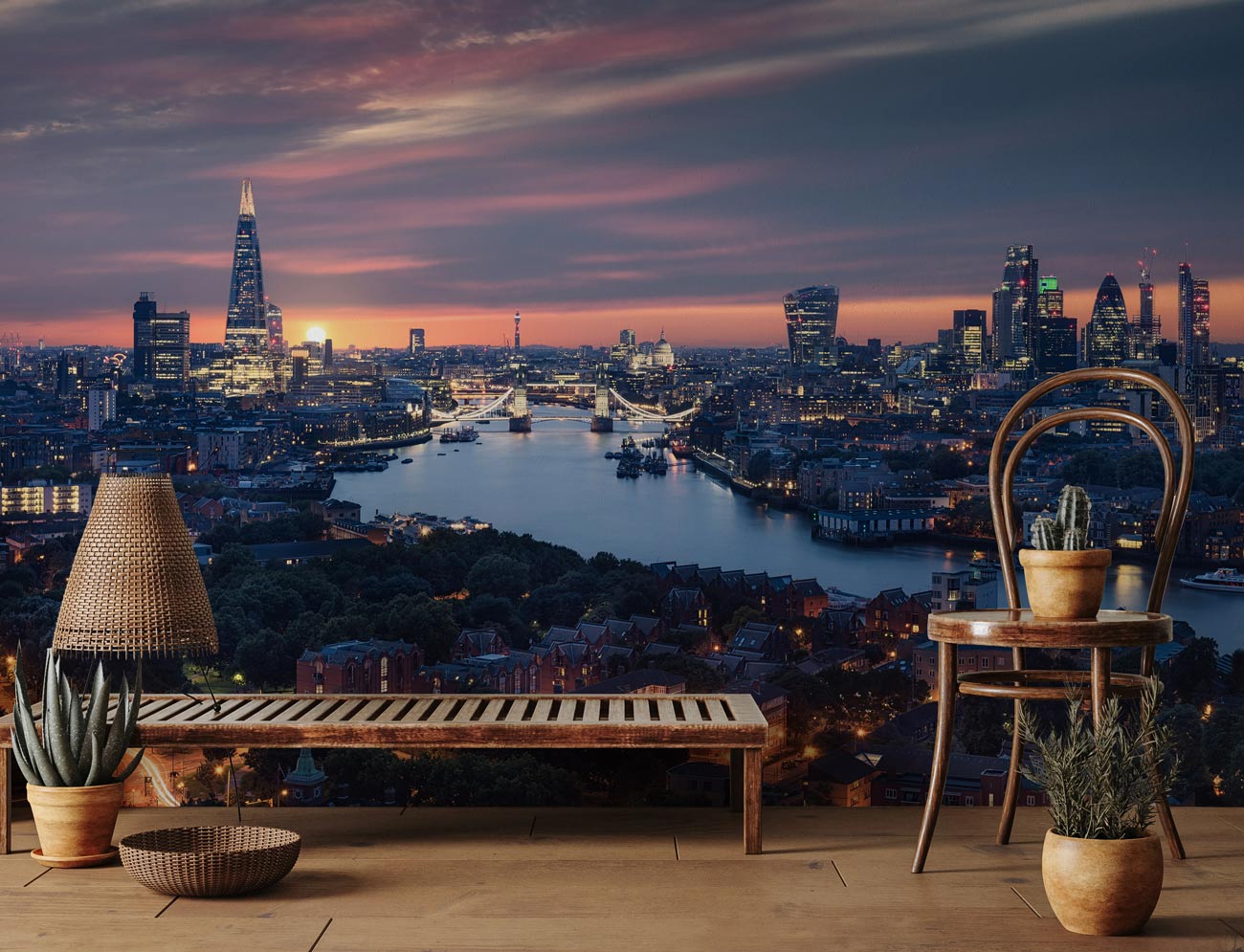 London riverside landscape wallpaper design art