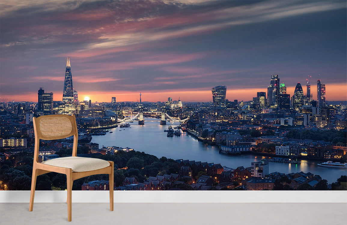 London city night view wallpaper for room