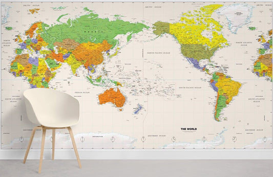 Colorful World Map Educational Wallpaper