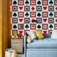 unusual red and black pattern mural for room