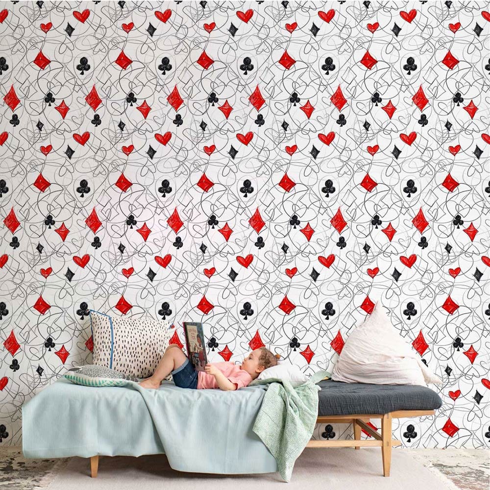 An odd poker pattern is depicted in this wall painting.