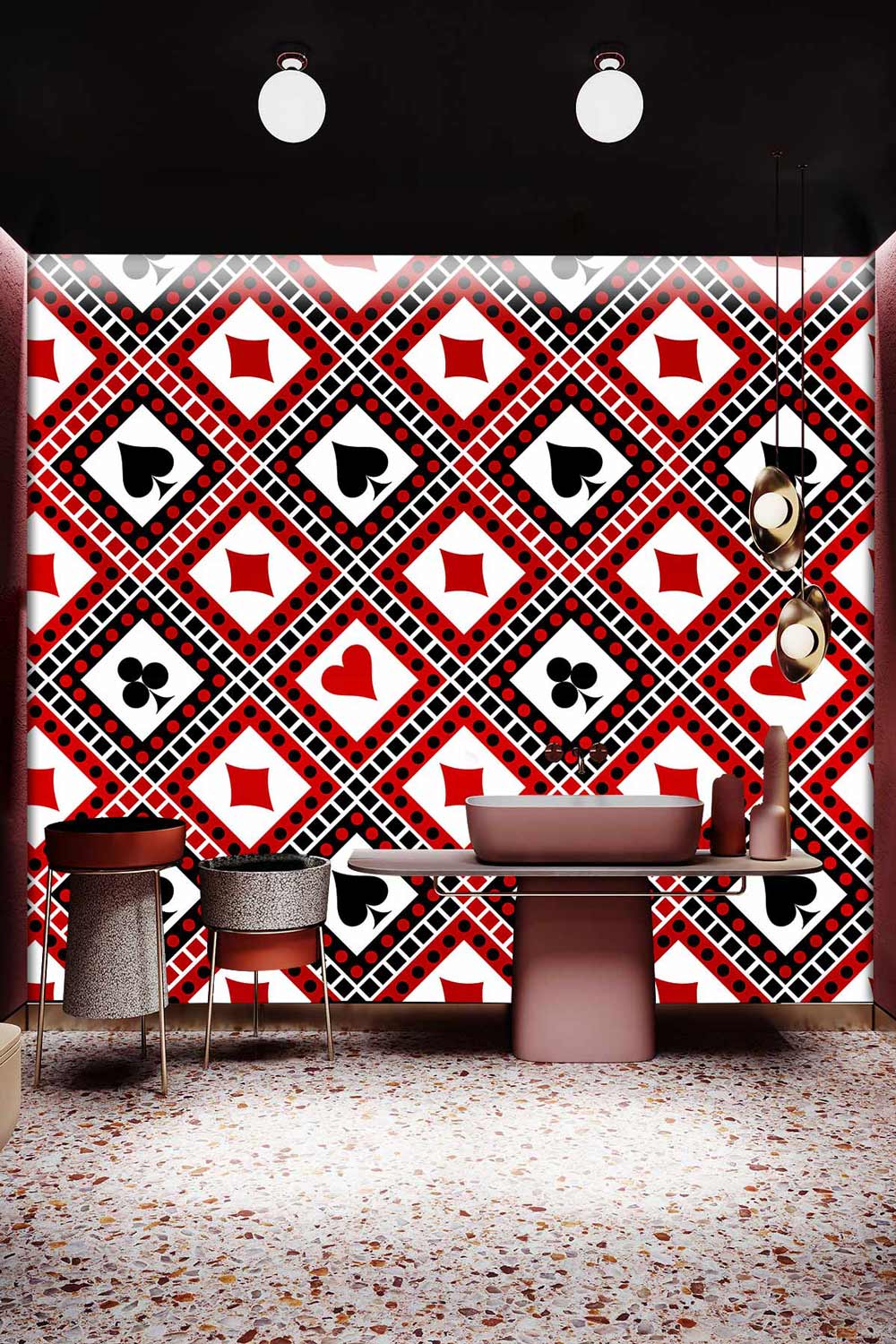 wallpaper mural decoration with skewed poker graph