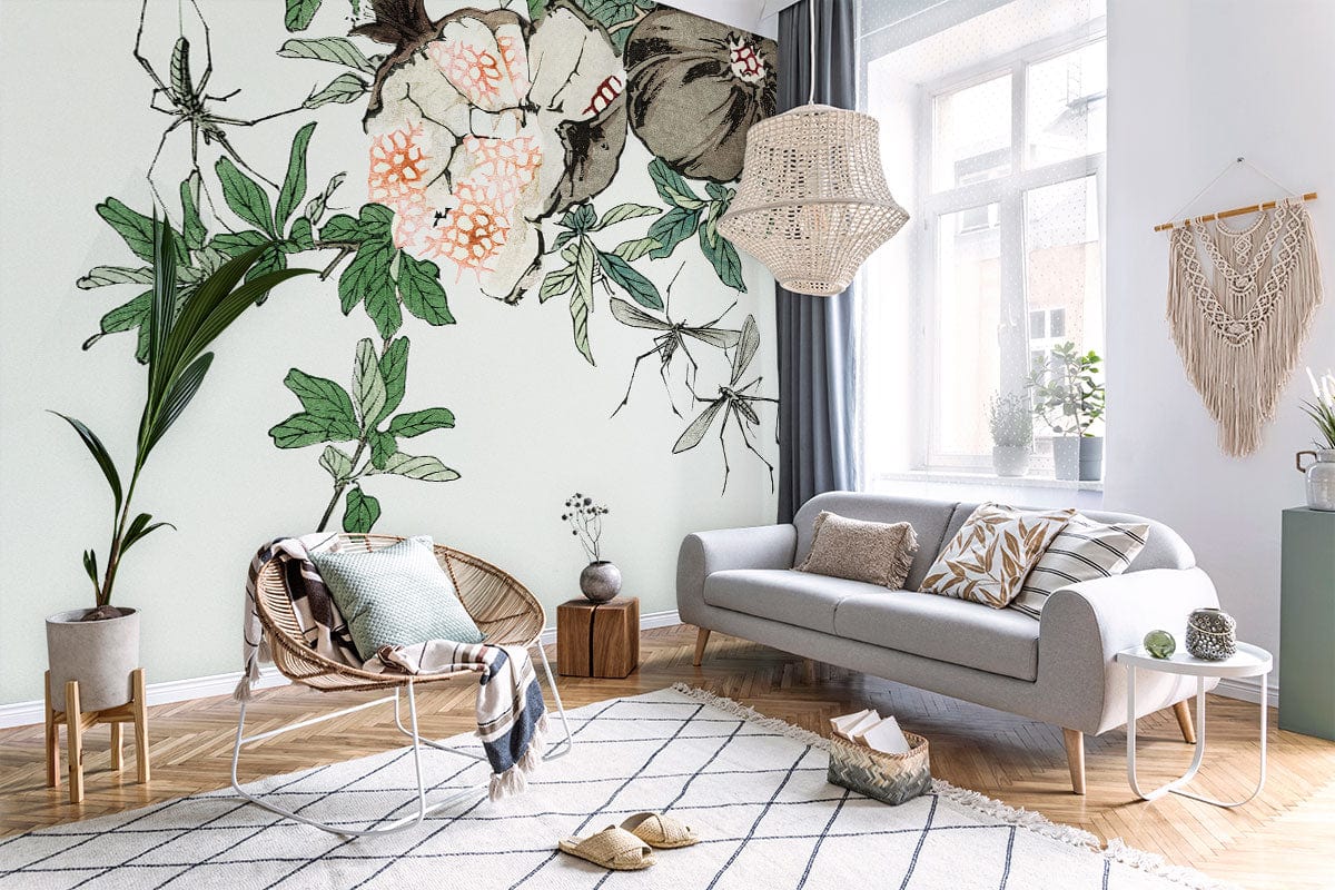 Aroma Of Pomegranate Flower Wallpaper Living Room