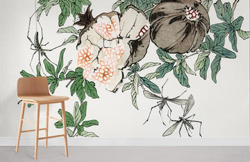 Botanical Pomegranate Vintage Mural Wallpaper