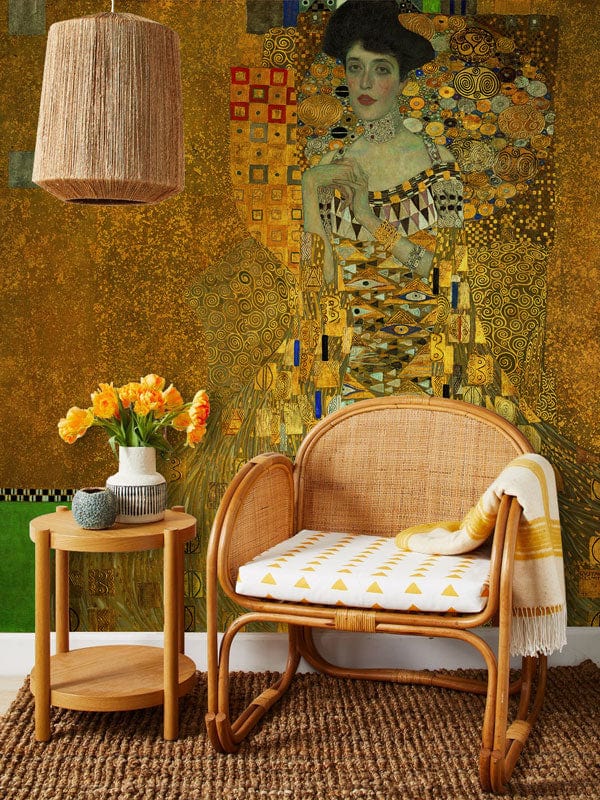 Artistic Golden Geometric Mural Wallpaper