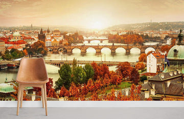 Papier Peint Panoramique Coucher de Soleil à Prague
