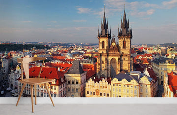 Vintage European City Landscape Mural Wallpaper