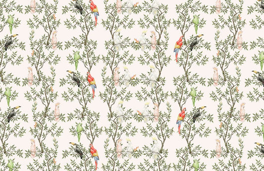 Tropical Bird Botanical Garden Mural Wallpaper
