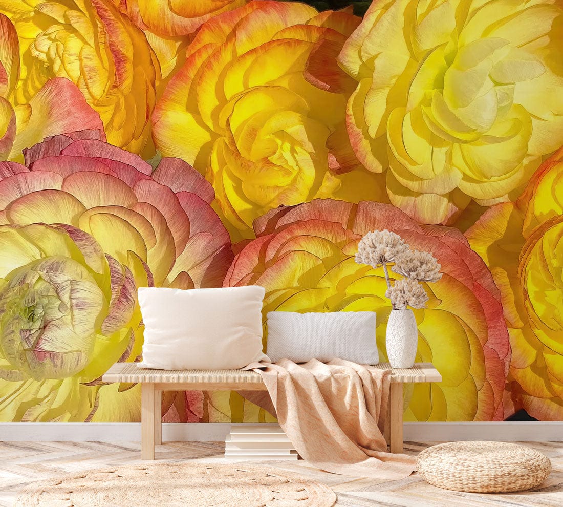 ranunculus bloom wall mural lounge decoration idea