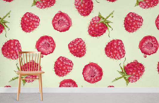 Fruit wallpaper with a charming raspberry design