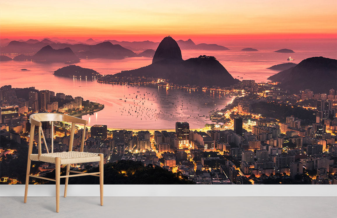 sunset view in rio de janeiro wallpaper for room
