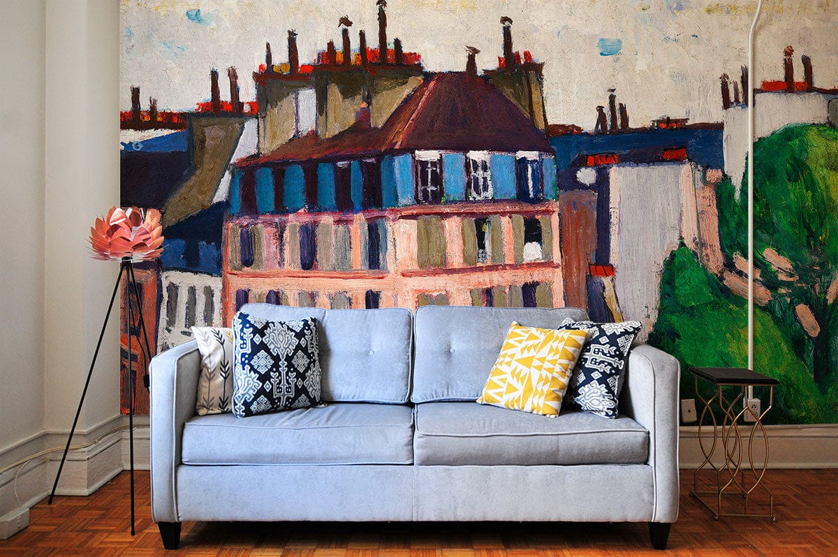 Rooftops Paris Mural Living Room Decoration Design