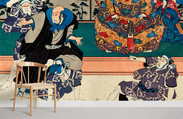 Vintage Japanese Ukiyo-e Style Mural Wallpaper