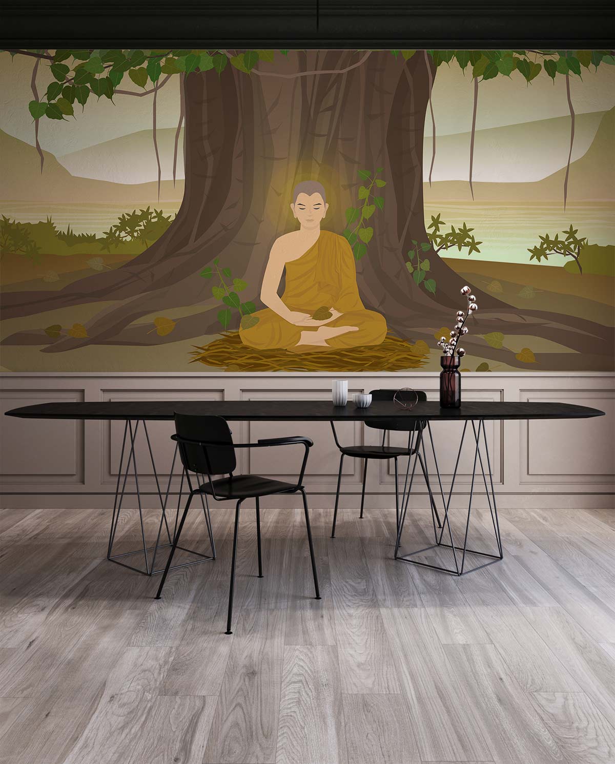 Meditation Under Linden Custom Wallpaper Design