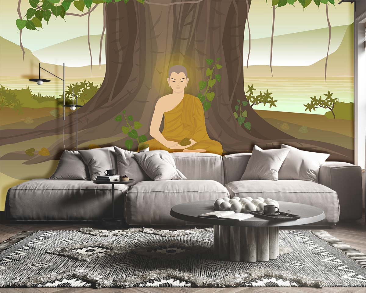 Meditation Under Linden Mural Wallpaper Decoration Idea