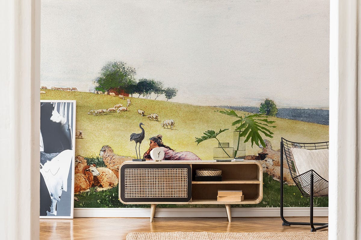 Shepherdess of Houghton Farm Wallpaper Mural Living Room