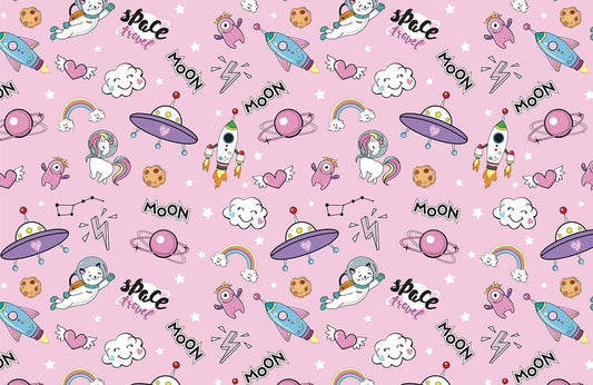 Playful Space Adventure Kids Mural Wallpaper