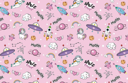 Playful Space Adventure Kids Mural Wallpaper