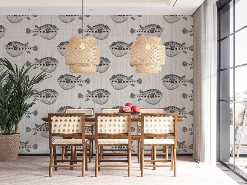 dots on the fishes wallpaper decoration dining room