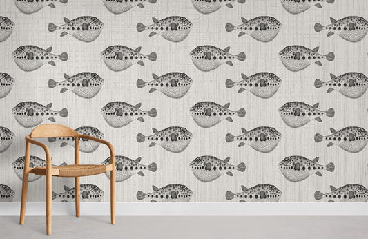 round dot fish wall mural for room