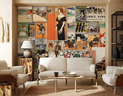Vintage Art Deco Magazine Collage in living room