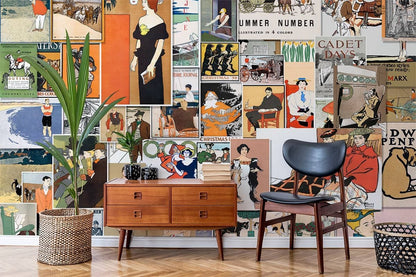 Vintage Art Deco Magazine Collage in living room