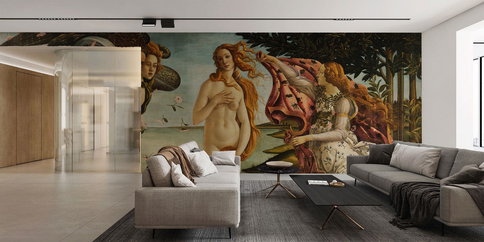 famous painting wallpaper mural hallway design
