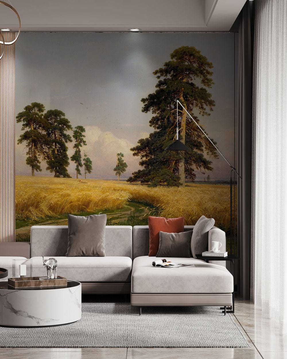 oil painting wallpaper mural hallway art design