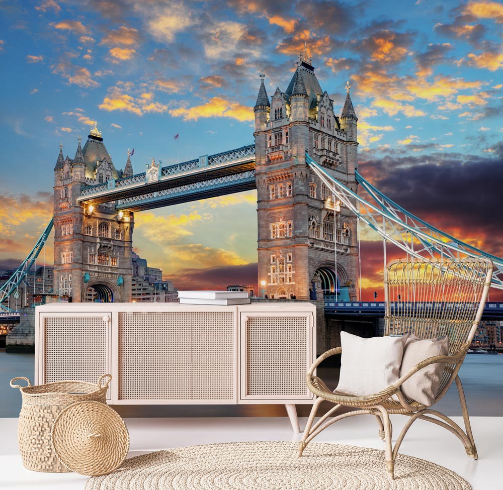 bright light tower bridge customized wallpaper living room