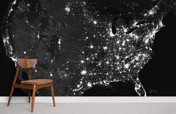 Starry Night City Lights Mural Wallpaper