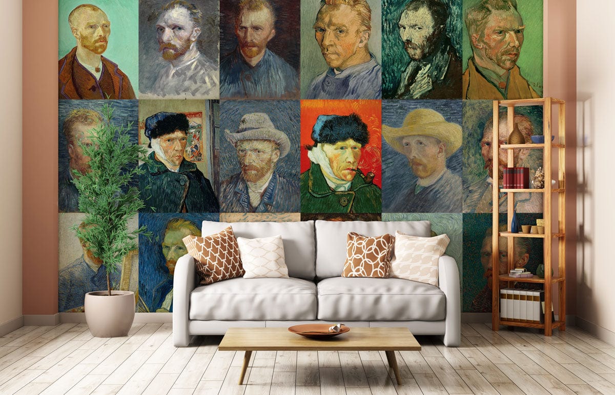 Van Gogh Portraits Exhibition Wallpaper Mural for living room decor