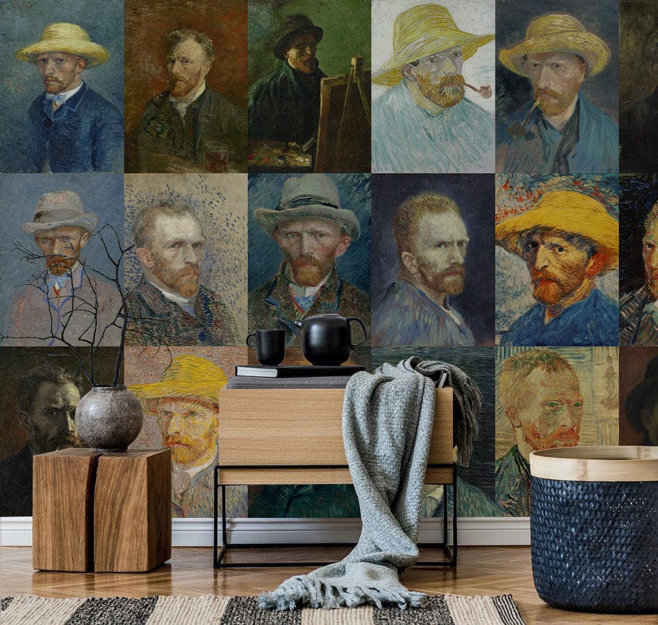 Van Gogh Self-portrait Wallpaper Mural for hallway decor