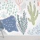 Wallpaper mural with a variety of pastel plants, perfect for use as home decor