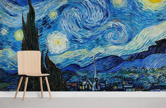 Starry Night Inspired Artistic Mural Wallpaper