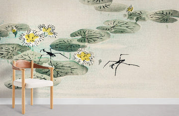 Serene Water Lily Pond Mural Wallpaper