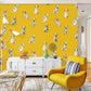patterns of dalmatian pups in bright yellow on living room wall murals